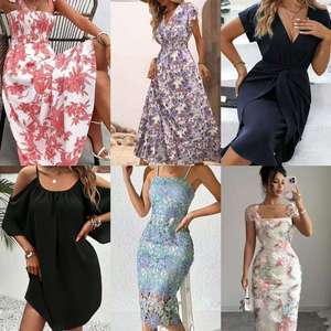 Vestido <span class=keywords><strong>de</strong></span> Verano Elegante para Mujer, Estilo Vintage, Casual, Largo, con Cuello Halter, Transpirable, Estampado, Talla Única, Corte Natural - Product Image 3