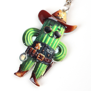 Hot bán nhựa Keychain khắc brainrot soundboard Xương rồng cảnh sát vòng chìa khóa bền và phong cách phụ kiện - Product Image 3