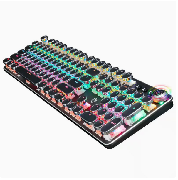 Meishang E-zu 820A Retro Punk Electroplated Knob Illuminated Mechanical Keyboard for PC Gaming (Cross-border E-sports)
