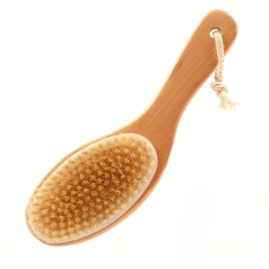 Cepillo de baño de madera maciza con mango curvo en forma de pierna de pollo Cepillo de masaje exfoliante largo Estilo simple