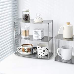 Support de rangement pour boissons en acier inoxydable, design moderne et minimaliste, présentoir de <span class=keywords><strong>table</strong></span> multifonctionnel à trois niveaux - Product Image 1
