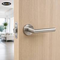 Manija de Puerta Interior de Acero Inoxidable SUS304 de 90 Grados, Fabricada por OEM, para Dormitorios y Baños, con Acabado en Madera