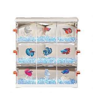 JJF Acquario Quadrato Moderno e Alla Moda in Plastica per Camera da Letto, Design Multi-Griglia, Dimensioni Ridotte per Pesci <span class=keywords><strong>Discus</strong></span> - Product Image 4