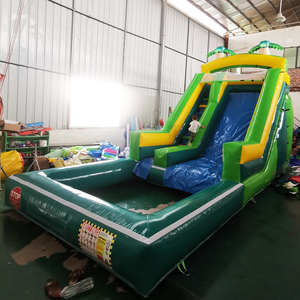 Phổ biến nhất thiết kế mới khổng lồ màu xanh lá cây trượt và trượt <span class=keywords><strong>Inflatable</strong></span> sân chơi trượt nước với hồ bơi để bán - Product Image 3
