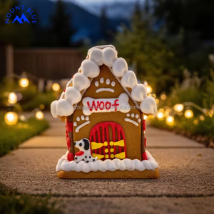 Boîte de biscuits pour animaux de compagnie en forme de maison en pain d'épices personnalisable, décoration de Noël, saveur chocolat, goût sucré, emballage familial - Product Image 1