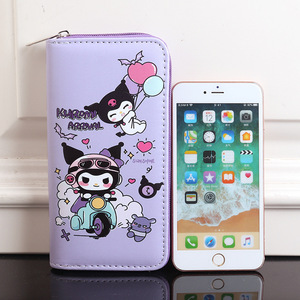 Op maat gemaakte schattige cartoon Kuromi PU ID-kaarthouder portemonnees grote capaciteit lange rits portemonnee voor studenten opbergzakken - Product Image 2