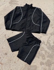OEM Yts New Custom Oversize Sportwear Streetwear Zip Sweatsuit <strong>Jacket</strong> And Shorts Set <strong>Windbreaker</strong> <strong>Mens</strong> Nylon Tracksuit - Product Image 3