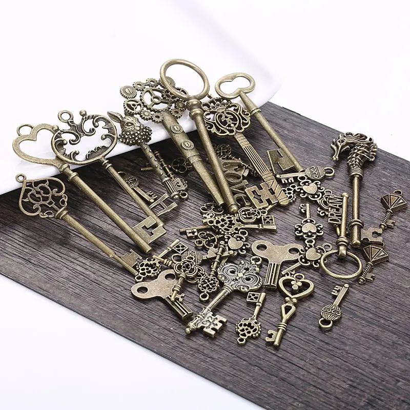 Pingente vintage antigo chave de metal esqueleto chave YL-A13431