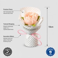 Miniatuur handgemaakte pioenroos bloemboeket, geconserveerde stijl, enkelvoudige steel, cadeauboeket voor bruiloft, Valentijnsdag, huisdecoratie, groothandel