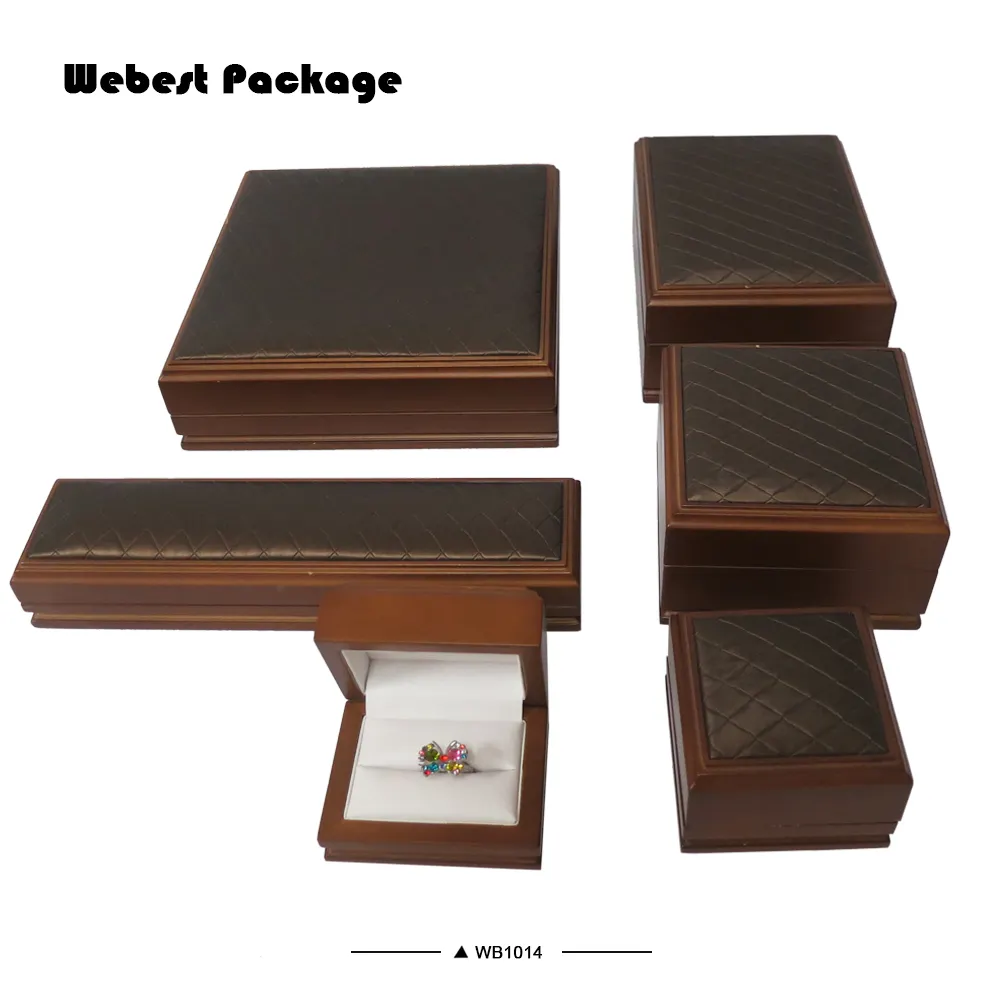 Webest embalaje joyero madera cuero lujo madera joyero Combo caja de almacenamiento reloj y joyería de madera
