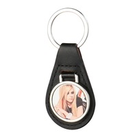 Porte-clés de marque automobile personnalisé en alliage de zinc et cuir PU durable avec impression numérique et logo en dôme époxy