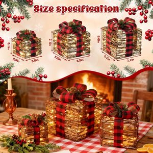 <b>Christmas</b> Gift <b>Box</b> Three-Piece Display Stand Ornaments Ironwork Illuminated Lighted European-American <b>Christmas</b> Decorations - Product Image 4