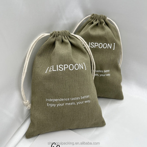 Sacs à cordon en coton lin Offre Spéciale pour pochette à poussière en tissu sac en lin de coton réutilisable avec logo personnalisé - Product Image 2