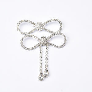 卸売ラインストーンバックルボウタッセルフラワーブローチウェディングドレスガーメントクリスタルシューズバッグDiyデコレーション用ピン付き - Product Image 3