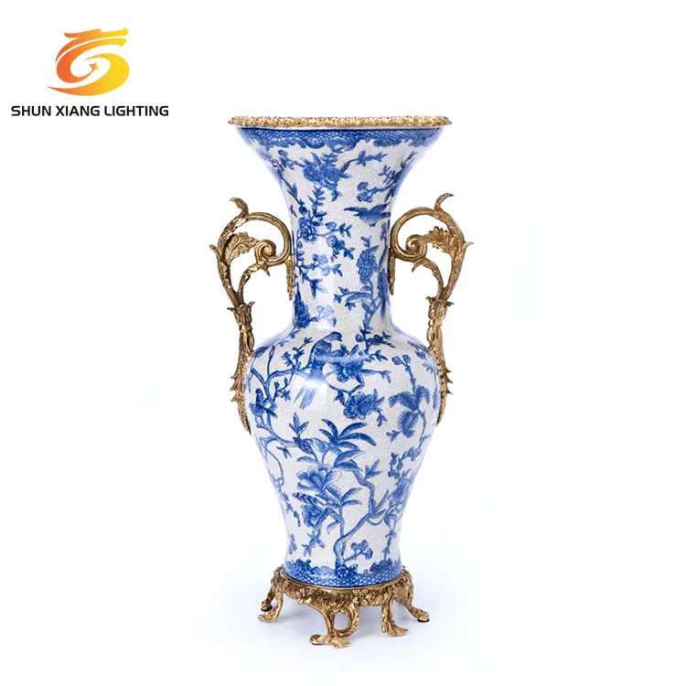 Luxus Vintage Hand farbe Home Decor Ornament Ingwer Glas Teller Tasse Tissue Box Blau und Weiß Keramik & Porzellan Vase Schüssel