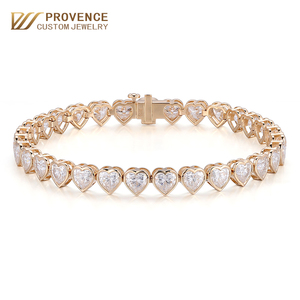 High Quality 18K Yellow <b>Gold</b> with D VVS Heart Cut Moissanite Tennis Chain Link Bracelets Custom Designer Bracelet Jewelry - Product Image 1