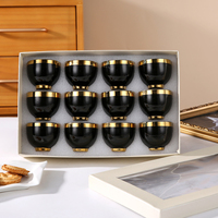 Tasse en céramique à cadre doré de luxe très vendue paquet de 12 tasses ensemble de tasses tasse à café arabe personnalisée glaçure de couleur