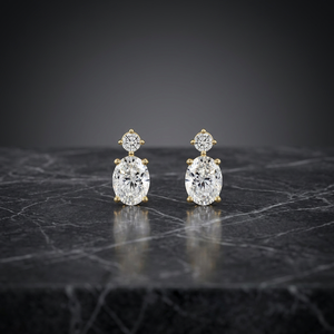 Boucles d'oreilles pendantes EtherStar 2,20 ct ovales et rondes en diamant de laboratoire certifié IGI, or jaune, 2 pierres, pour femme - Product Image 3