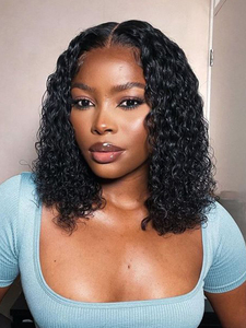 วิกผมบ๊อบสั้นแบบลูกไม้ด้านหน้า 13x4 ผมบราซิลแบบลอนน้ำ 100% ผมมนุษย์แท้ ความหนาแน่น 180% ดูเป็นธรรมชาติ ใช้ได้ทุกวัน - Product Image 3