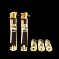 Briquet à allumage en plastique transparent rechargeable Sangmi avec fenêtre visible, écologique, portable, vente en gros