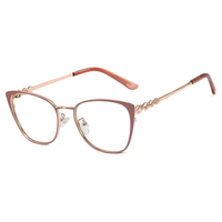Nuevas patillas en forma de diamante con marco óptico de metal para mujer, gafas de luz anti-azul de metal elegantes y de moda