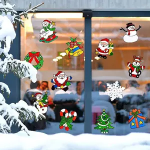 ورق لاصق زجاجي كهروستاتيكي شكل ندفة ثلجية ملصقات لعيد الميلاد من الكلوريد متعدد الفينيل ملصقات ثابتة لاصقة للنوافذ والنوافذ في السنة الجديدة