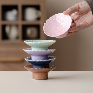 Guanlan <b>Ceramics</b> Auspicious Cloud Stem <b>Plate</b> Porcelain Round Small Tea Fruit Snack <b>Plate</b> Chinese Zen Style - Product Image 1