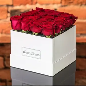 Высококачественная Рождественская бумажная квадратная коробка для конфет, цветов, Подарочная коробка, белый цвет, квадратные картонные Цветочные букеты, подарочная коробка