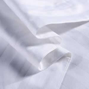 100% blanc 300TC coton ensemble de literie d'hôtel <span class=keywords><strong>housse</strong></span> de <span class=keywords><strong>couette</strong></span> et drap-<span class=keywords><strong>housse</strong></span> avec techniques tissées à rayures de 3cm - Product Image 5