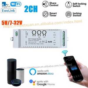 Módulo de Interruptor Inalámbrico Wifi con Control Remoto Inteligente Ewelink de 2 Canales, DC7-32V, 2200W, Receptor RF, Relé de 10A para Alexa, Interruptor Temporizador DIY - Product Image 2