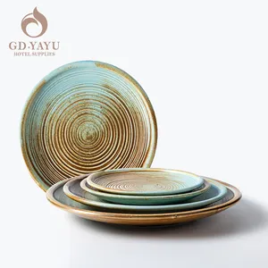 值得信赖的供应商敦煌仿古定制圆形中国锅陶瓷餐盘日本餐厅阿拉伯瓷器餐盘