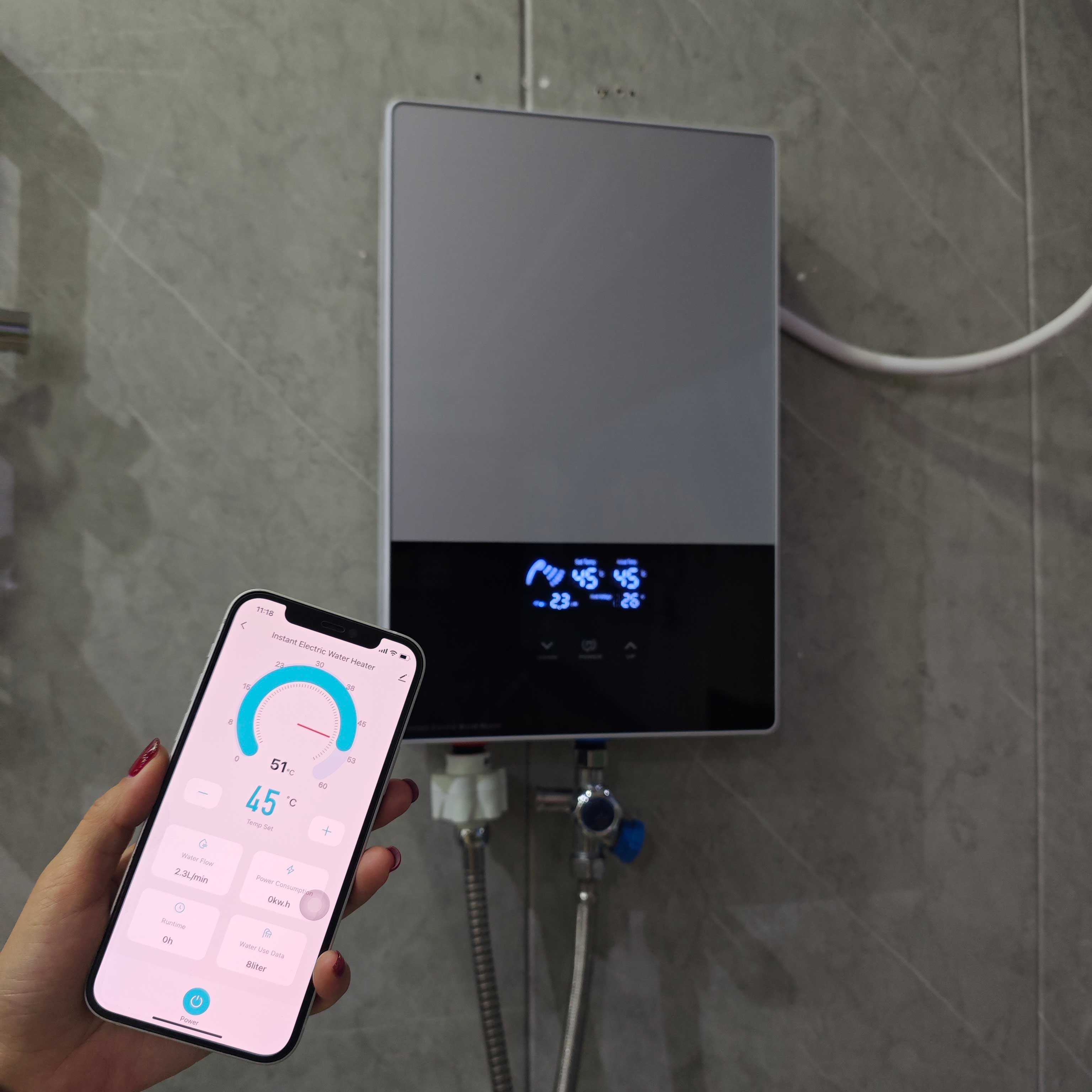 Wi-Fi Tuya Control 8000 Вт 220 В сертификат CE CB, термостат, индукционный Электрический Душ, горячий водонагреватель