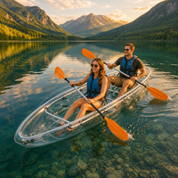 Kayak transparent cristallin directement de l'usine, 2 places pour adultes, canoë double en polycarbonate transparent pour loisirs en plein air et photographie