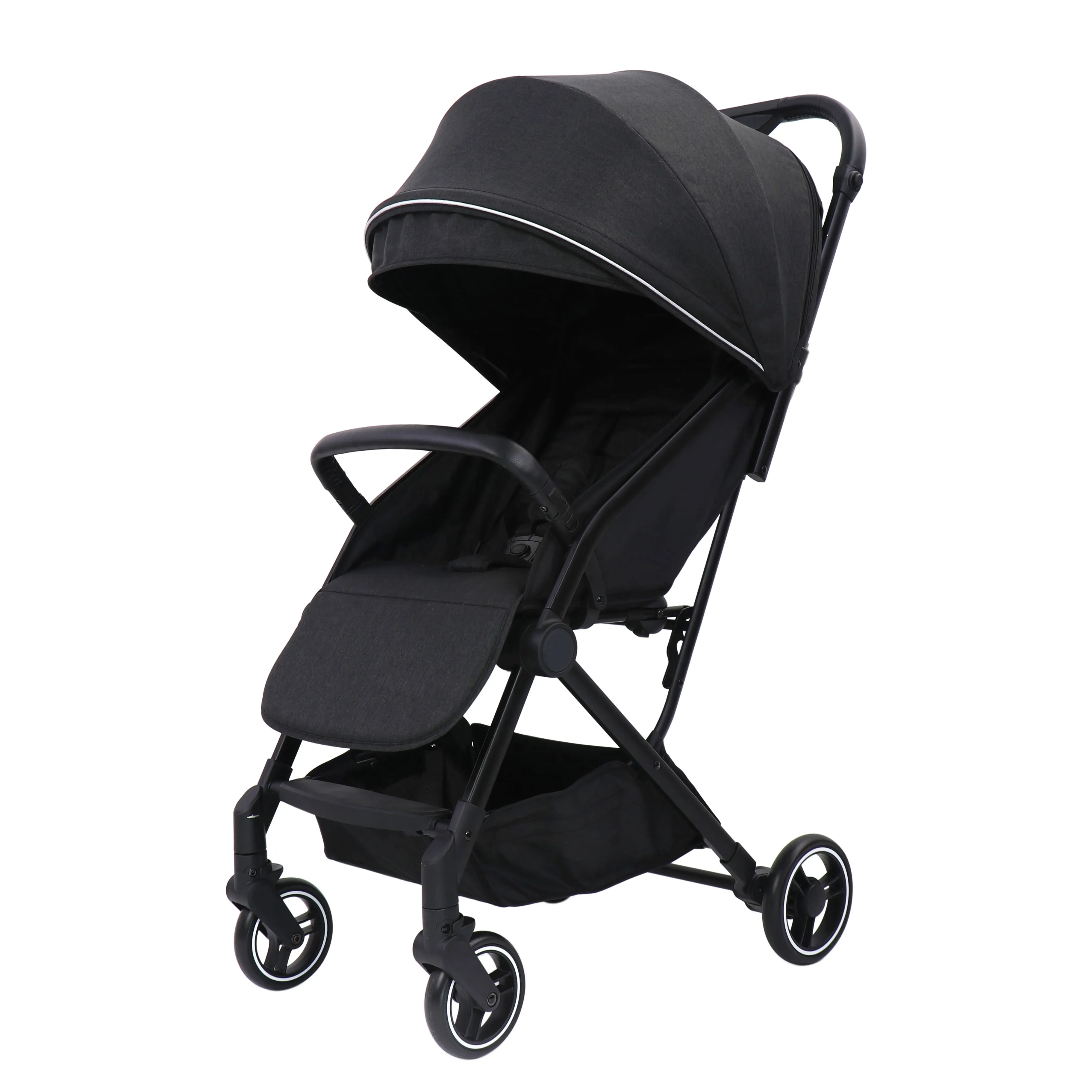 Cochecito doble plegable para bebé, carrito de viaje para niños, negro