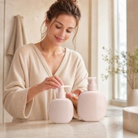Bouteilles rondes mignonnes en HDPE de 180/260 ml avec pompe à lotion pour shampoing et gel douche