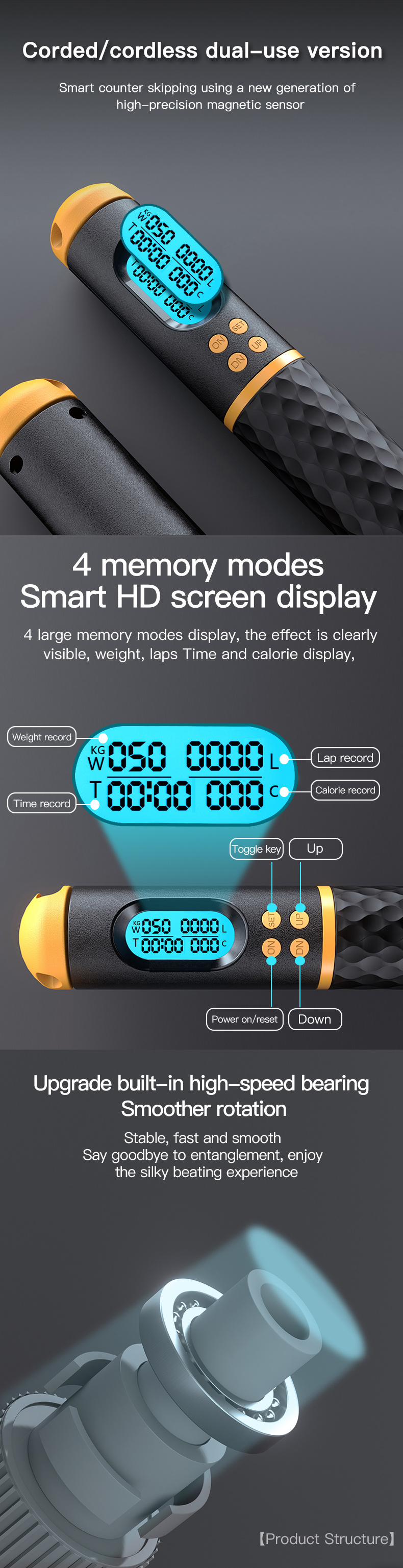 Digital Smart And Intelligent electronic counting exercise Fitness skip Jump Rope Skipping