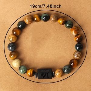 Pulsera de regalo de 12 Constelaciones, piedra Natural, imagen de ojo de tigre, pulsera de cuentas de piedra, doce pulseras del zodiaco para hombres y mujeres - Product Image 3