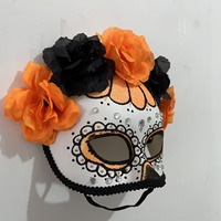 Masques de bal masqué mexicain pour Halloween - Jour des Morts - Masque fantôme fleuri