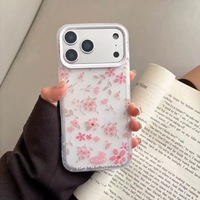 Coques de téléphone portable antichoc en TPU avec protection d'écran, motif floral violet rose, pour modèles 11-15, 14 Pro Max, XS, XR