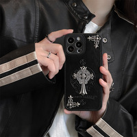 Coque Souple Chrome Tendance DIY Motif Croisé pour iPhone 17 Pro Max, Compatible iPhone 16 15 14 Pro Max, Coque de Téléphone Portable Cœur pour iPhone 13 Plus