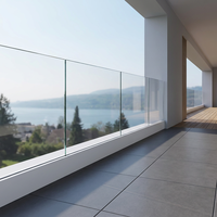 Kit de balustrade en verre sans cadre pour balcon extérieur, système de main courante en aluminium à profil en U, taille personnalisée, anti-rouille et résistant aux intempéries