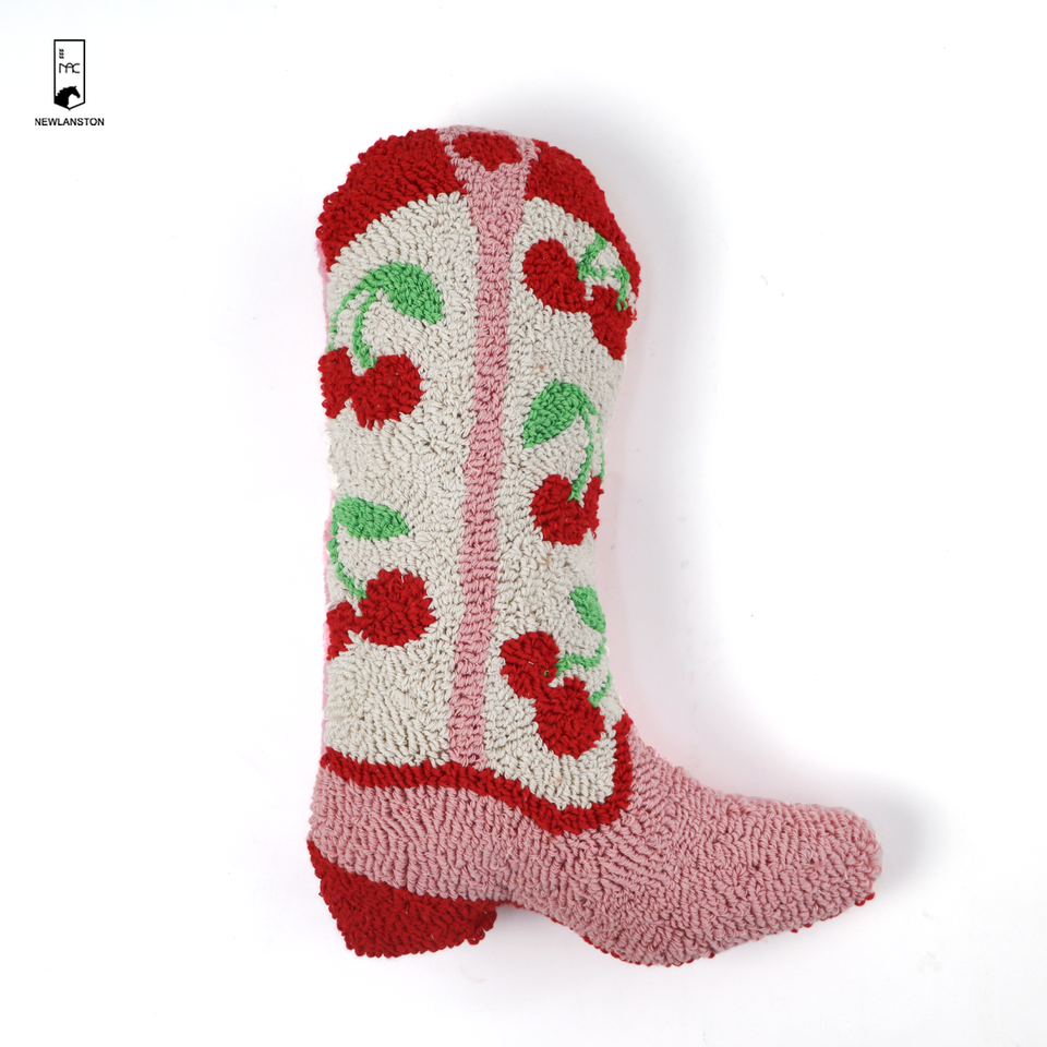 Linhai Newlanston Arts And Crafts Co., Ltd. Punch Needle Cowboy Boot Pillow - Thumbnail 3