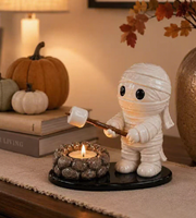 Support de bougie chauffe-plat pour feu de camp d'Halloween, veilleuse en résine à thème fantôme
