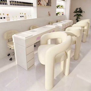 New Creamy Style Nail Art Chair Set with Vacuum Cleaner Luxury Nail Art <b>Table</b> Trendy Marble <b>Manicure</b> <b>Table</b> - Product Image 4