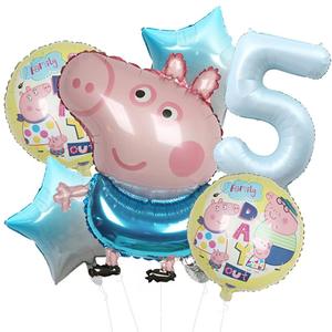 Shanghai בלון מסיבה אמיתי פפה-חזיר בלון 5 חתיכה אלומיניום נייר עבור קישוט מסיבת יום הולדת תינוק קישוט - Product Image 3
