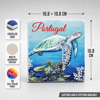 Sous-verre en céramique imprimé en 3D, absorbant, à bords biseautés, avec support en liège, personnalisé, souvenir tortue de mer du Portugal ou décoration de table