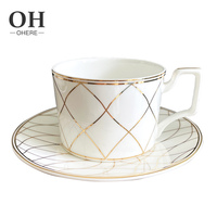 Nouvelle Arrivée Ohere – Ensemble de 4 Tasses et Soucoupes à Café Haut de Gamme, Luxe, Écologique, Tendance, Minimaliste, en Porcelaine Fine (Bone China) pour Mariage