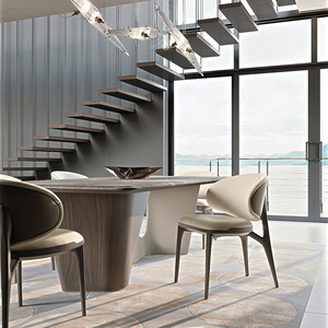 Bộ bàn ăn phòng khách sang trọng bằng đá cẩm thạch đen tự nhiên Foshan, 6-8 ghế, bàn ăn cao cấp - Product Image 3