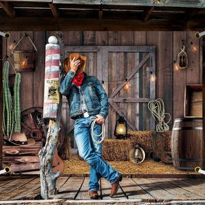Western Cowboy Party Décoration Fournitures <span class=keywords><strong>Chalet</strong></span> Grange Photo Arrière-plans Anniversaire Mariage Western Photo Props - Product Image 1