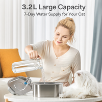 Fontaine pour chat et chien en acier inoxydable 304, distributeur d'eau automatique de 3,2 L, système de filtration, étanche, durable, pour plusieurs animaux domestiques